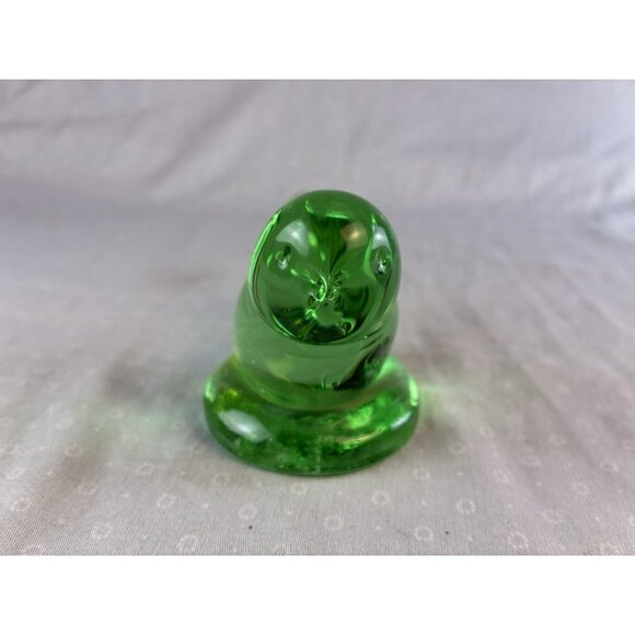 Vtg Hand Blown Green Glass Bird Figurine Ward Style Unsigned - Picture 3 of 8